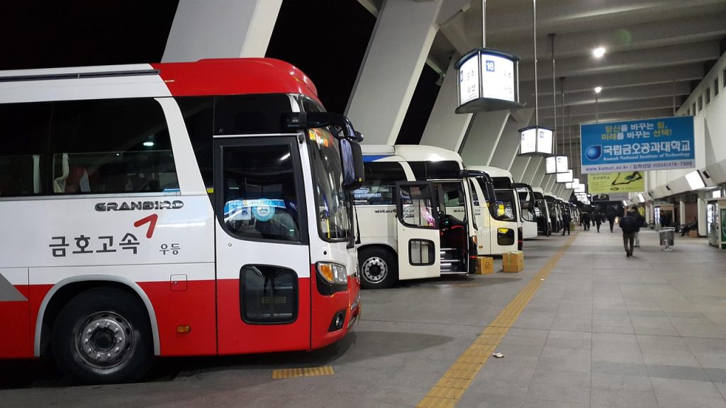 buses in a bus station